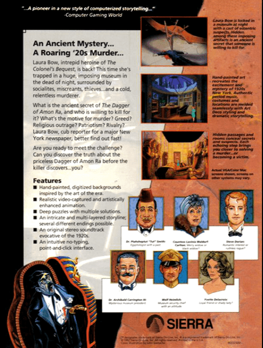 Laura Bow In The Dagger Of Amon Ra dos