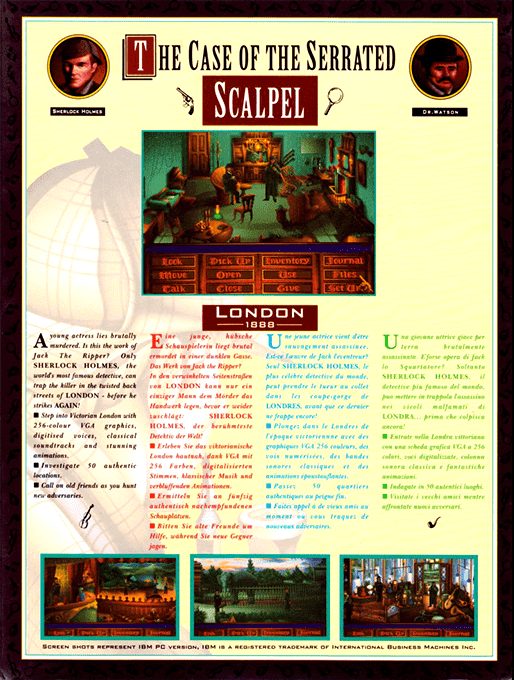 Les Dossiers secrets de Sherlock Holmes : The Case of the Serrated Scalpel dos