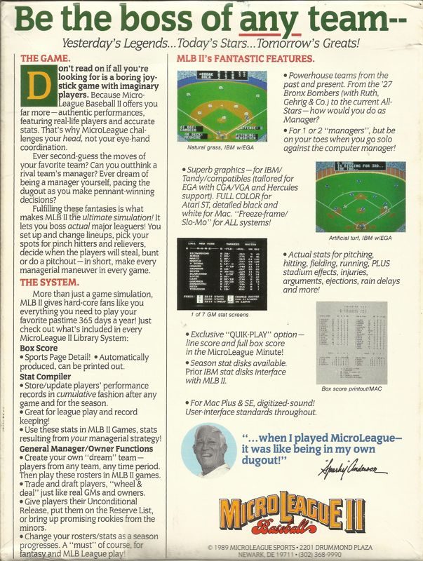 MicroLeague Baseball II dos