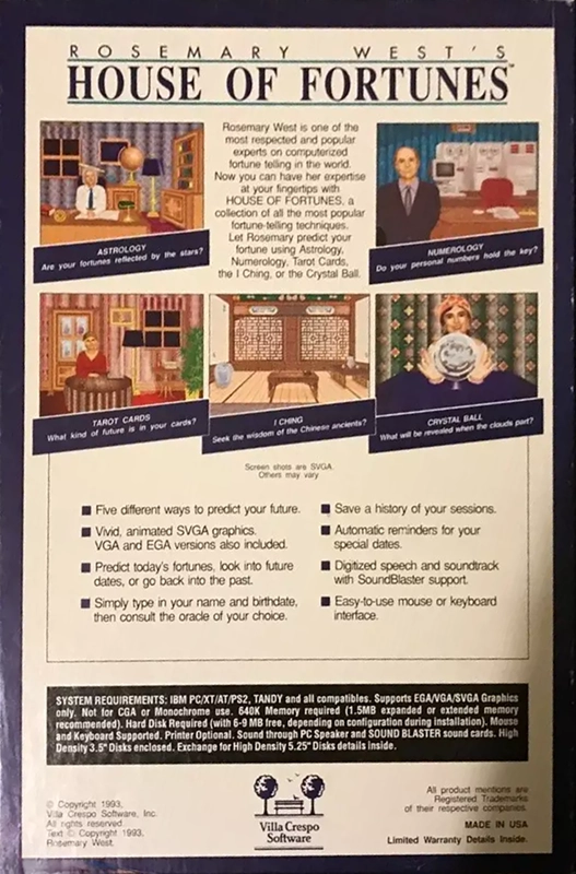 Rosemary West's House Of Fortunes dos