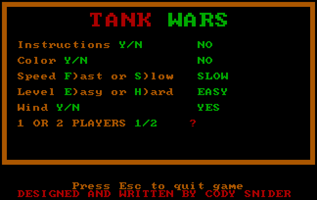 Tank Wars (Kenneth Morse)