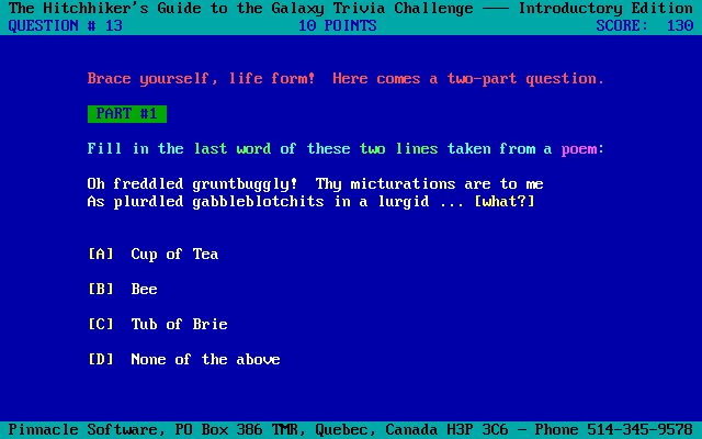 The Hitchhiker's Guide to the Galaxy Trivia Challenge