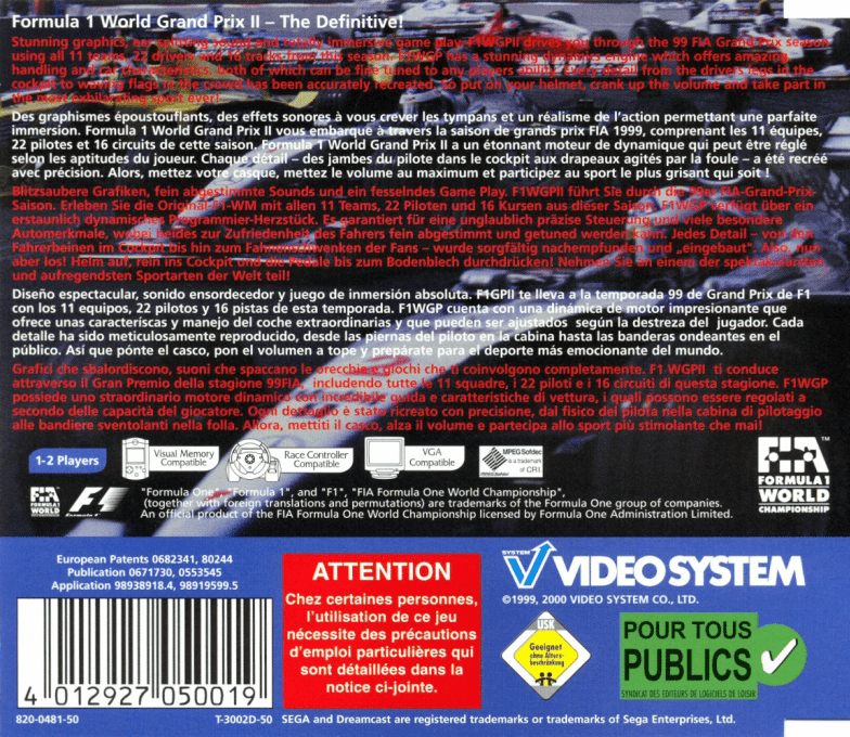 F1 World Grand Prix 2 dos