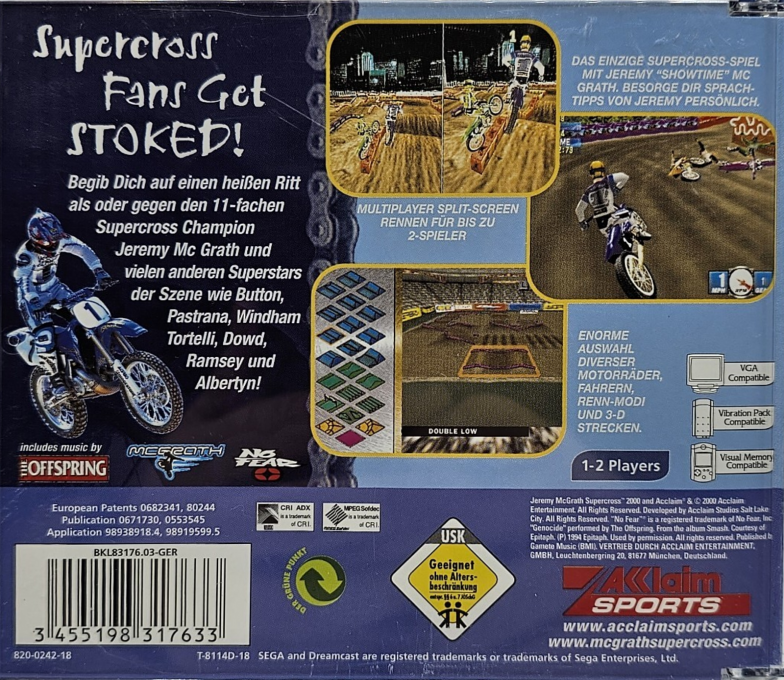 Jeremy McGrath Supercross 2000 - Dos