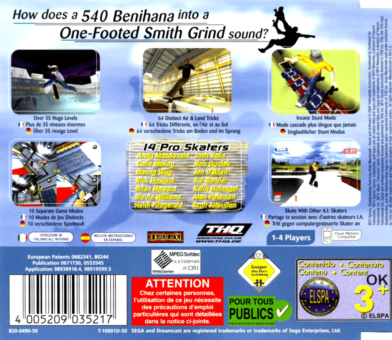 MTV Sports : Skateboarding featuring Andy Macdonald - Dos