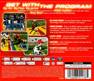 NCAA College Football 2K2 : Road to the Rose Bowl dos