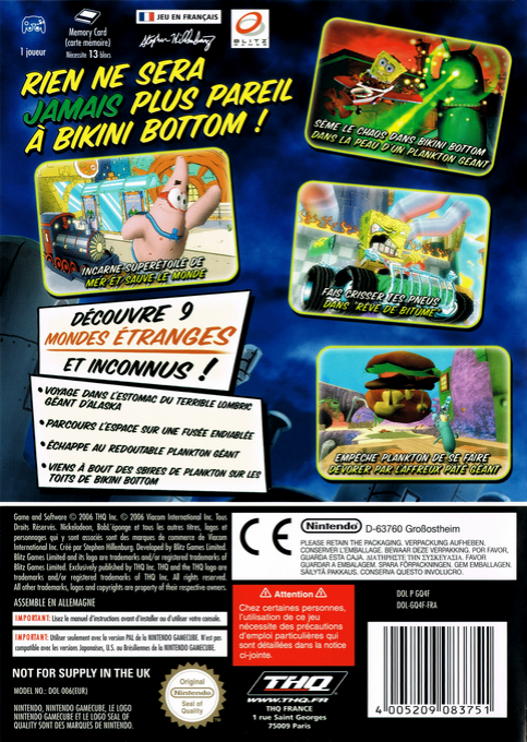 Bob L'éponge : La Créature Du Crabe Croustillant - Dos