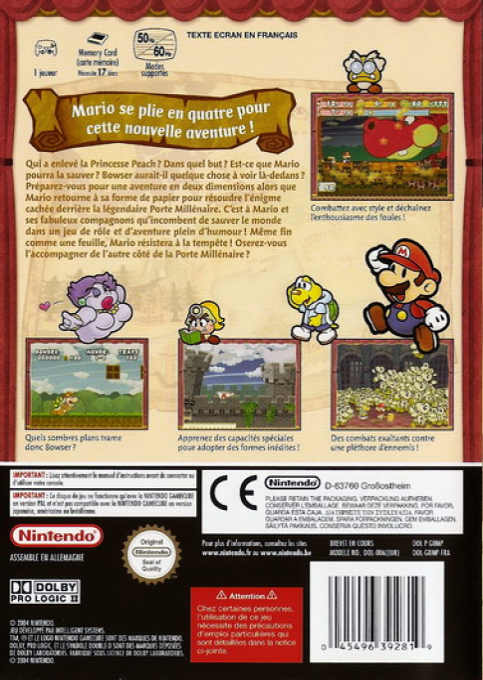 Paper Mario : La Porte Millénaire - Dos