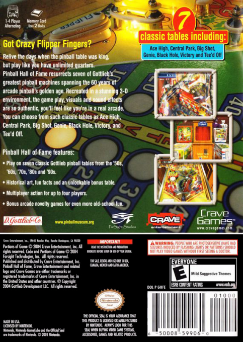 Pinball Hall Of Fame : The Gottlieb Collection dos