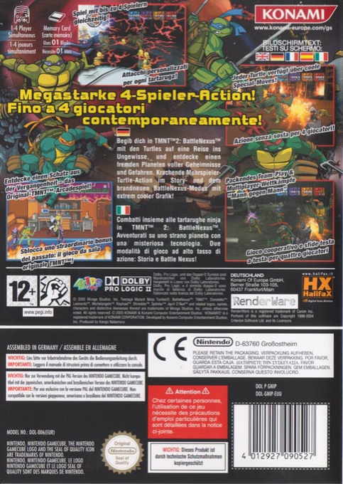 Teenage Mutant Ninja Turtles 2 : Battle Nexus - Dos
