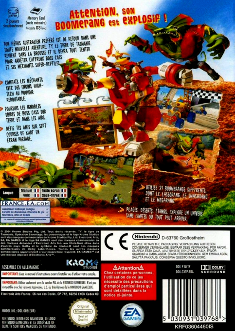 Ty : Le Tigre de Tasmanie 2 - Opération Sauvetage - Dos