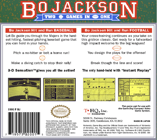 Bo Jackson : Two Games in One - Dos