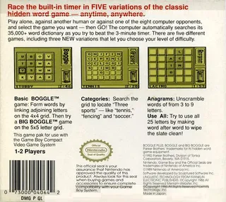 Boggle Plus dos
