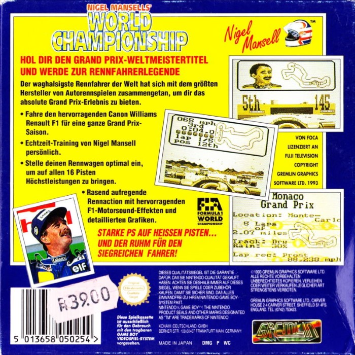 Nigel Mansell's World Championship Racing - Dos
