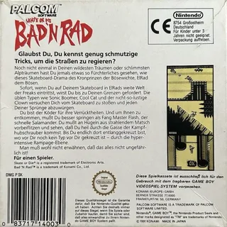 Skate or Die : Bad 'N Rad dos