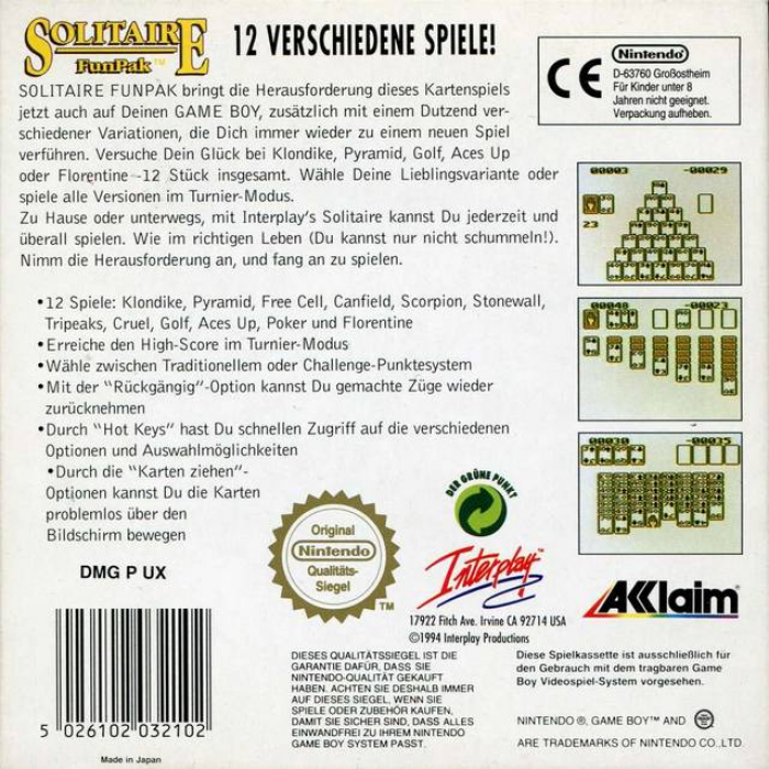 Solitaire FunPak - Dos