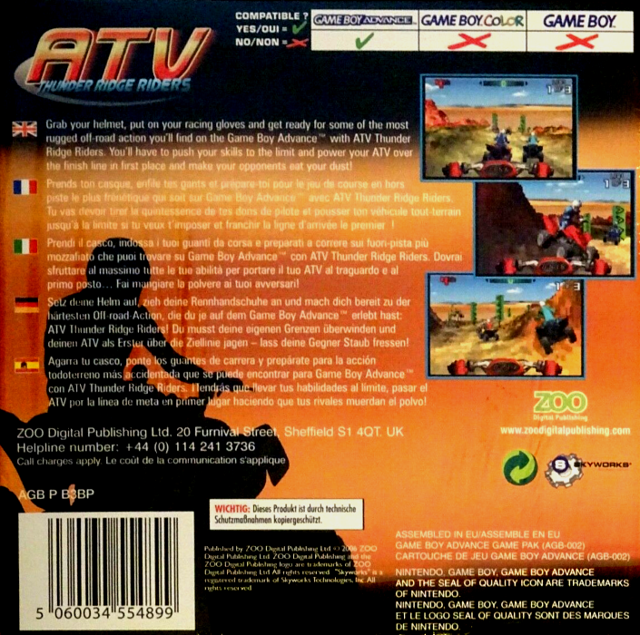 ATV : Thunder Ridge Riders - Dos