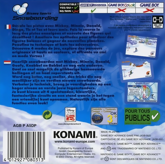 Disney Sports : Snowboarding - Dos