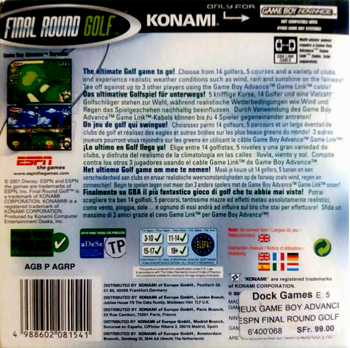 ESPN Final Round Golf 2002 - Dos