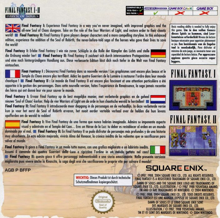 Final Fantasy I & II : Dawn of Souls - Dos