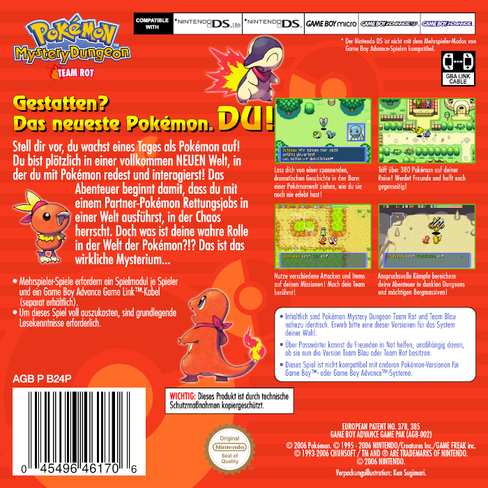 Pokémon Donjon Mystère : Equipe de Secours Rouge - Dos