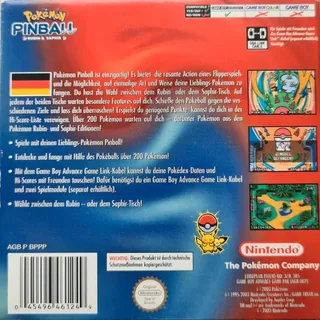 Pokémon Pinball : Rubis et Saphir dos