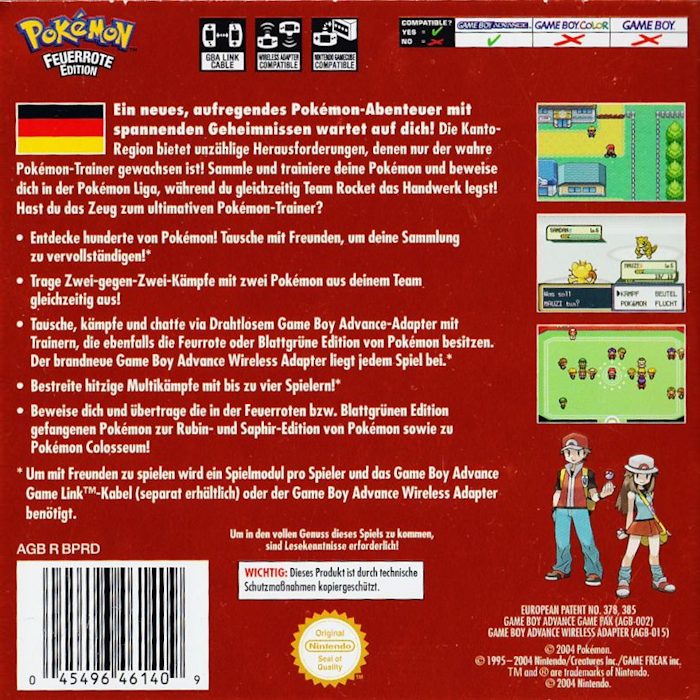 Pokémon : Version Rouge Feu dos