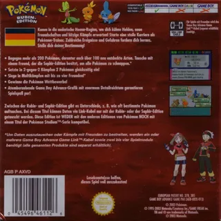 Pokémon : Version Rubis dos