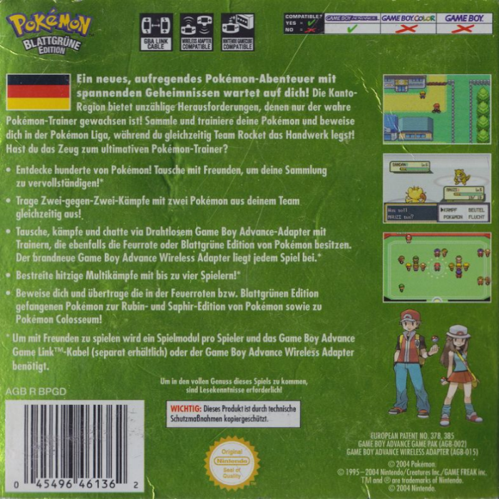 Pokémon : Version Vert Feuille - Dos
