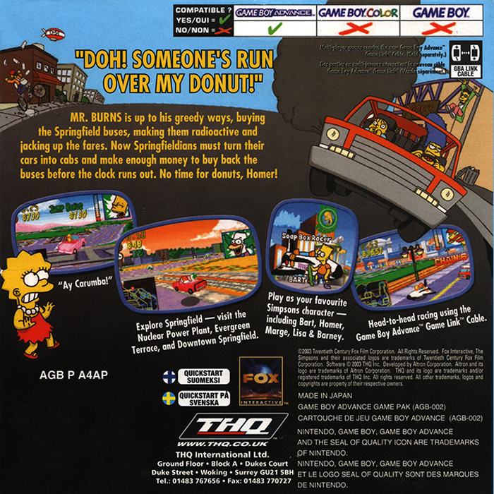 The Simpsons : Road Rage - Dos