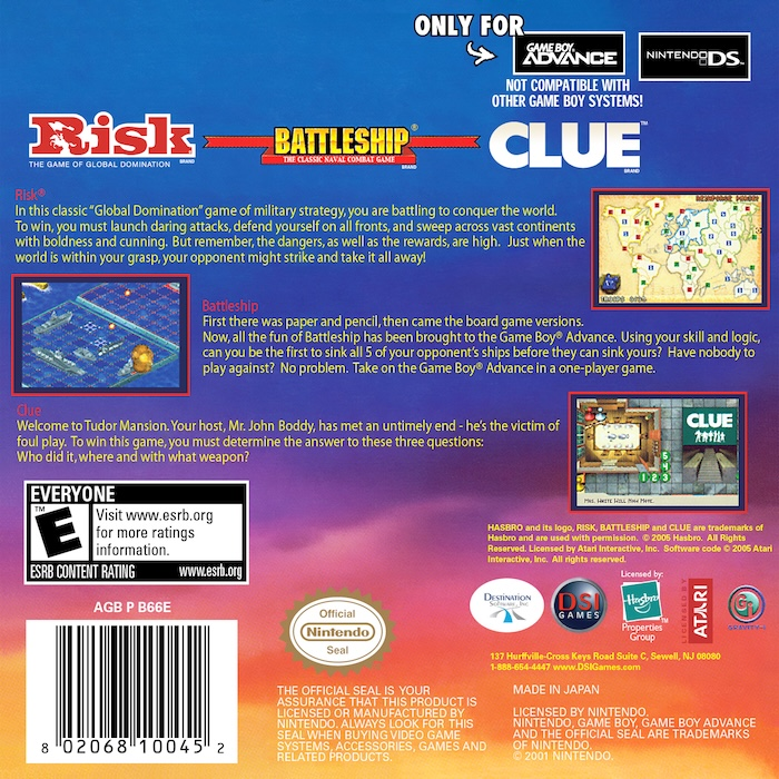 Three-in-One Pack : Risk + Battleship + Clue - Dos