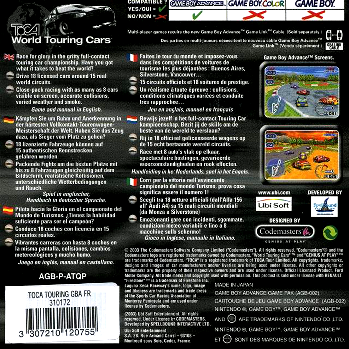 Toca World Touring Cars - Dos