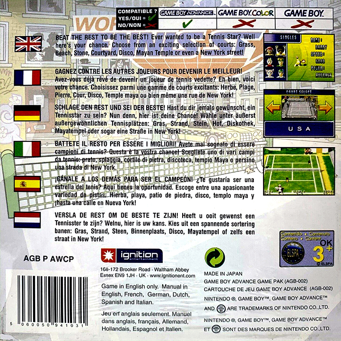 World Tennis Stars - Dos