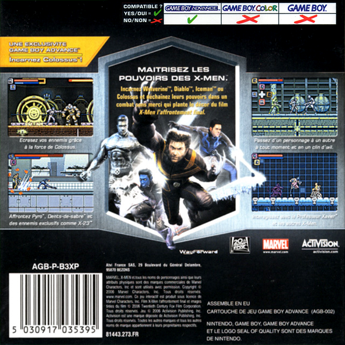 X-Men : Le Jeu Officiel - Dos