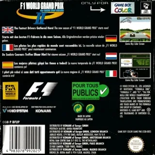 F1 World Grand Prix II for Game Boy Color dos