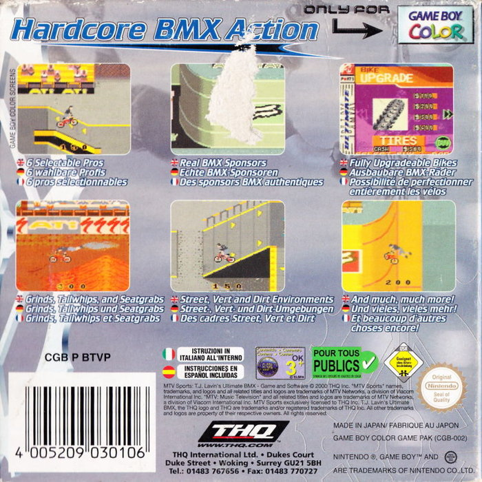 MTV Sports : T.J. Lavin's Ultimate BMX - Dos