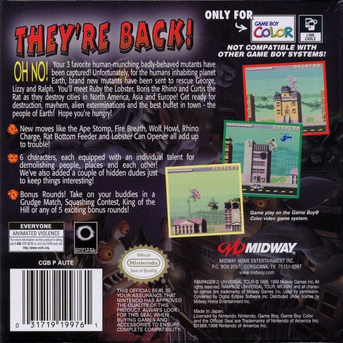 Rampage 2 : Universal Tour - Dos