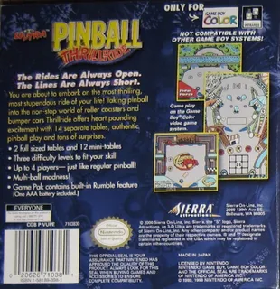Ultra 3D Pinball - Thrillride dos
