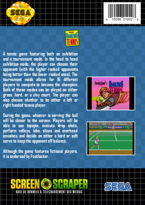 David Crane's Amazing Tennis - Dos
