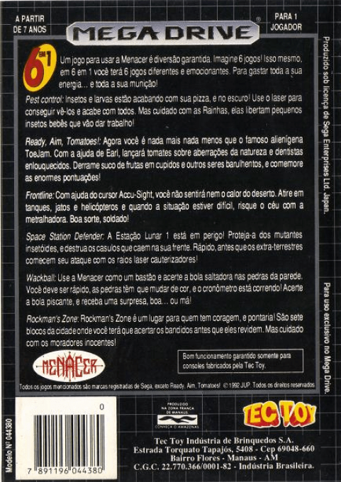 Menacer 6-Game Cartridge - Dos