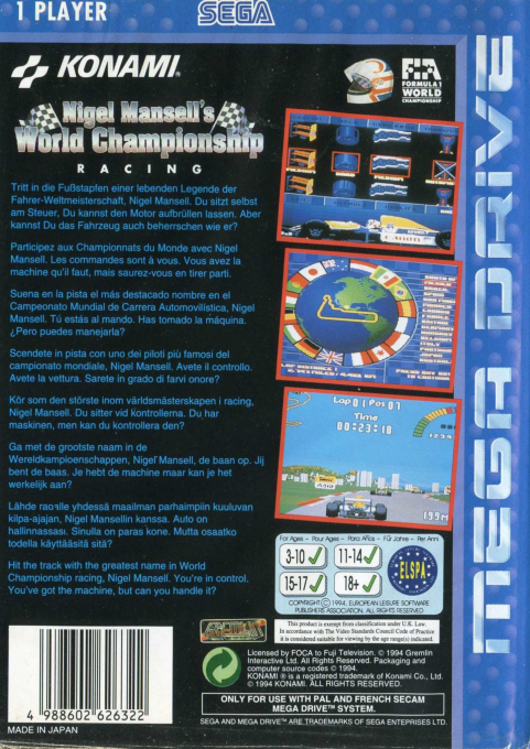 Nigel Mansell's World Championship Racing - Dos