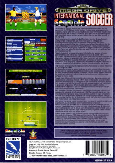 Sensible Soccer - International Edition - Dos