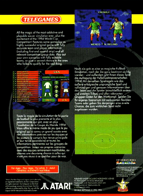 Sensible Soccer : International Edition - Dos