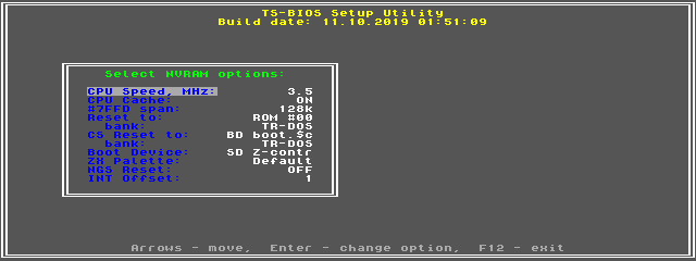 ZX Evolution TS-Configuration (Clone ZX Spectrum Russe)