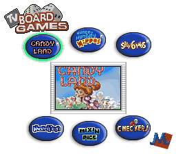 TV Board Games 6-in-1: Silly 6 Pins, Candy Land, Hungry Hungry Hippos, Match 'em, Mixin' Pics, Checkers
