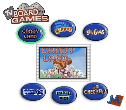 TV Board Games 6-in-1: Silly 6 Pins, Candy Land, Hungry Hungry Hippos, Match 'em, Mixin' Pics, Checkers