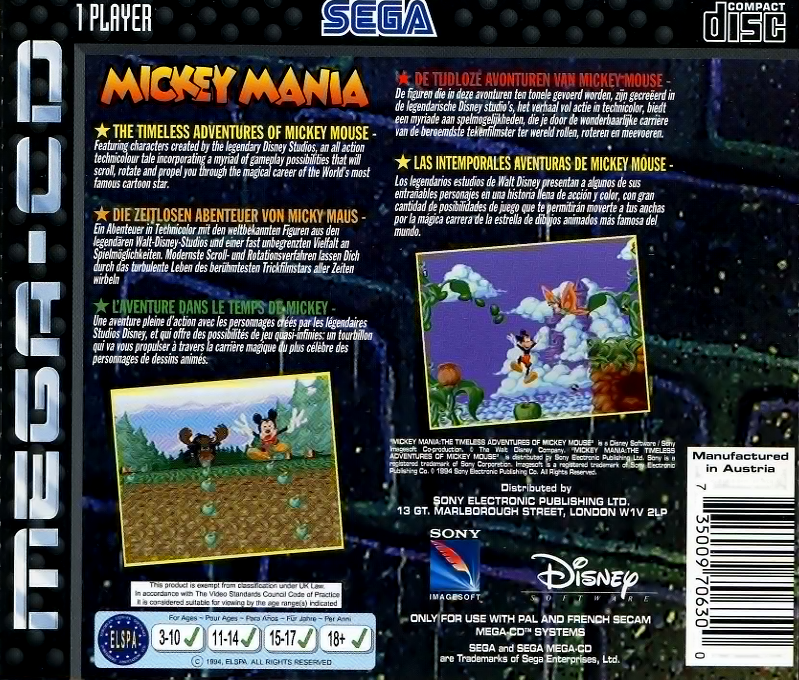 Mickey Mania : The Timeless Adventures of Mickey Mouse - Dos