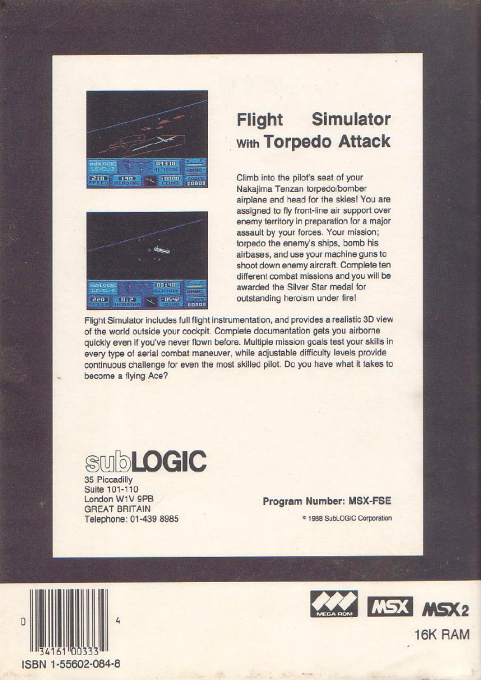 Flight Simulator with Torpedo Attack - Dos