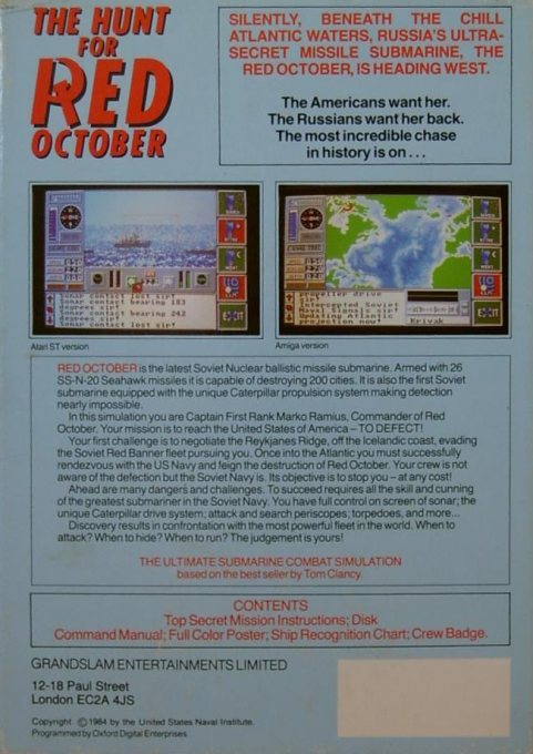 Hunt For Red October, The - The Book - Dos