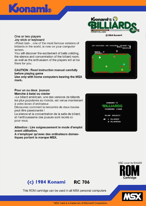 Konami's Billiards - Dos